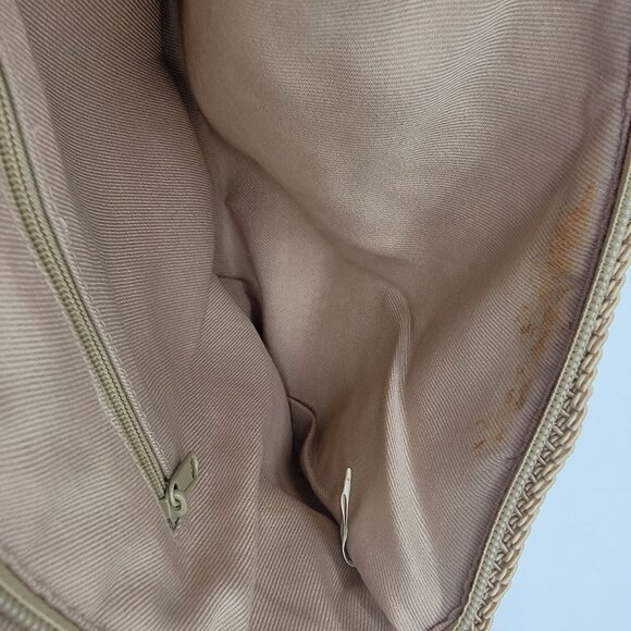 Tan Handbag with Applique Crochet Shoulder Bag Matching Attached Coin Purse - Picture 12 of 12